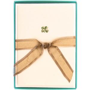 Graphique Shamrock La Petite Presse Boxed Notecards, 10 Embellished Gold Foil Blank Cards with Matching Envelopes and Storage Box, 3.25" x 4.75"
