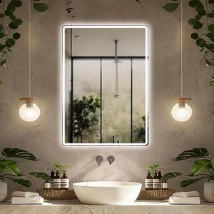 Niccy Led Mirror for Bathroom, 28"x20" Frameless Frontlit and Backlit Mirrors for Wall Lighted Mirror with Bedroom 3 Color, Defogger, Explosion-Proof, HD Glass, IP65 Vanity Horizontal/Vertical, ameless - Front & Backlit, Rectangular, 28"L x 20"W