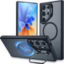 Beasyjoy Samsung Galaxy S24 Ultra Case With Stand, Magnetic and Magsafe Compatible, Military Grade Shockproof Phone Case With Kickstand, Black