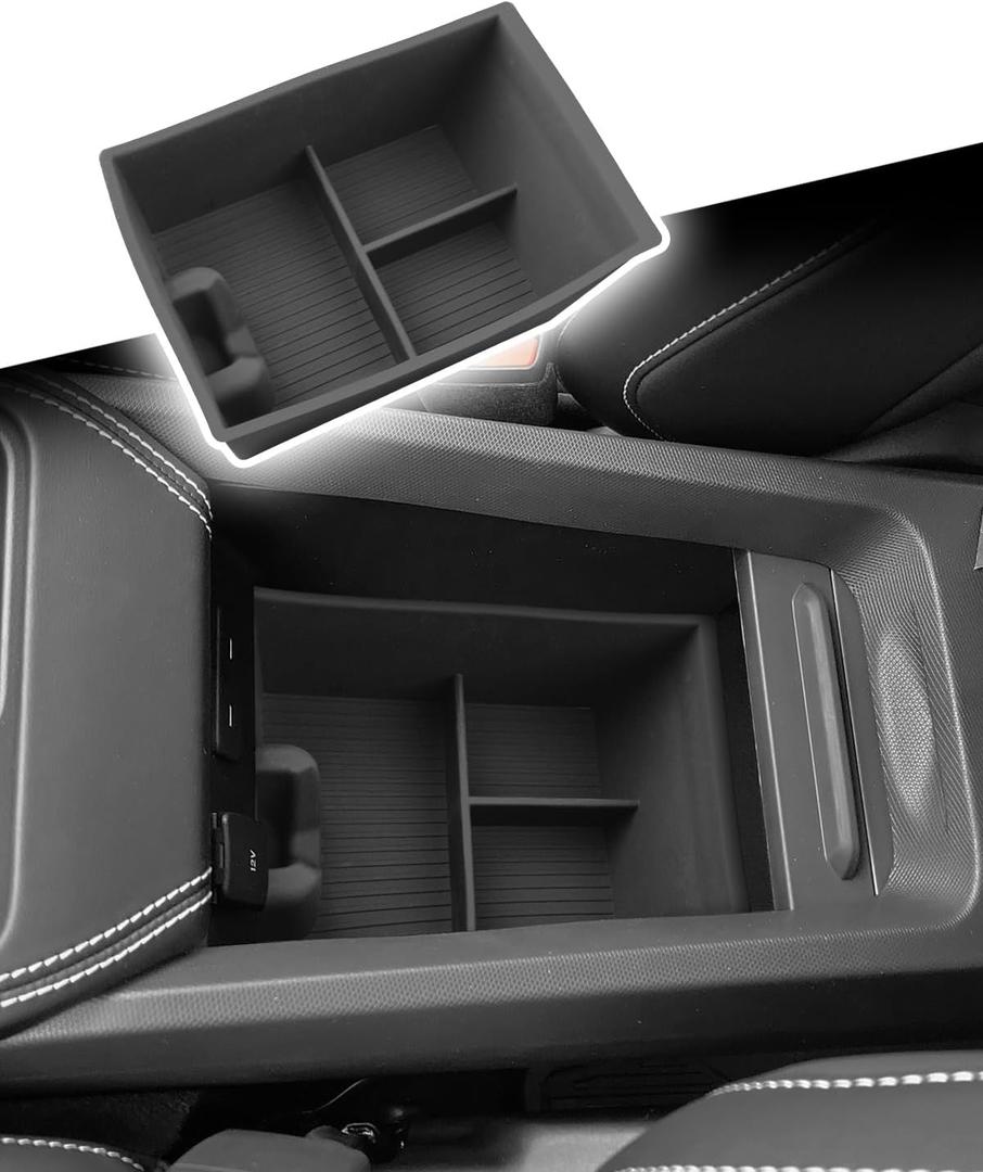 for 2025 2026 Ford Mustang Mach E Center Console Lower Storage Tray Silicone Bottom Organizer Insert for Armrest Compartment 2025 2026 Mache Facelift Models Interior Accessories