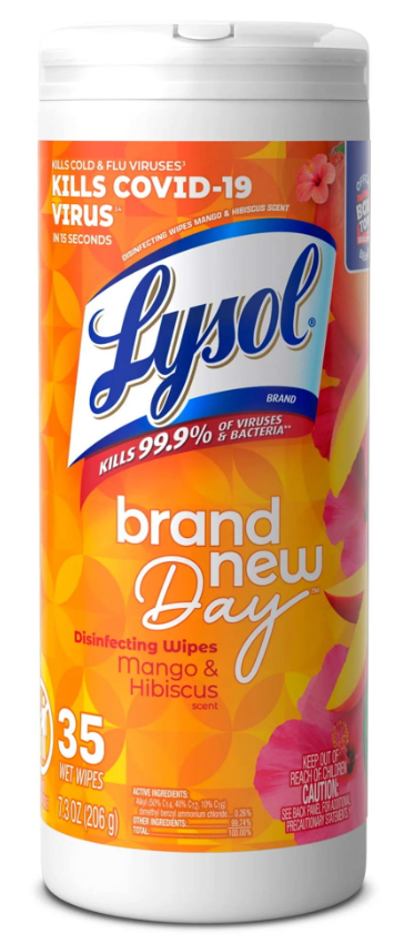 Lysol Disinfectant Wipes, Multi-Surface Antibacterial Cleaning Wipes, for Disinfecting and Cleaning, Mango and Hibiscus Scent, 35ct (Pack of 1)