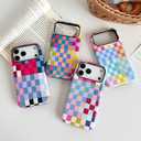 Compatible with iPhone 17 Pro Max Case, Cute Colorful Checkered Case with Shockproof Slim Soft TPU and Hard PC Protective Cover for Women/Men Designed for iPhone 17 Pro Max 6.9'', Colorful 2