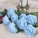 15 PCS Blue Roses Artificial Flowers, 18.9" Realistic Baby Blue Flowers Fake Roses Long Stem Silk Flowers Bulk for DIY Wedding Bouquet Valentine's Day Party Home Decor