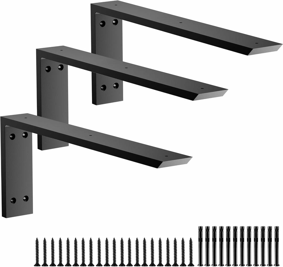 Premium Heavy Duty Countertop Brackets 20 inch 3 Pack (2/5" Thick),Granite Countertop Support 20" x 8" x 2 1/2",Shelf L Bracket Metal Corbels Suitable for Quartz,Wood,Concrete and Laminate Countertops