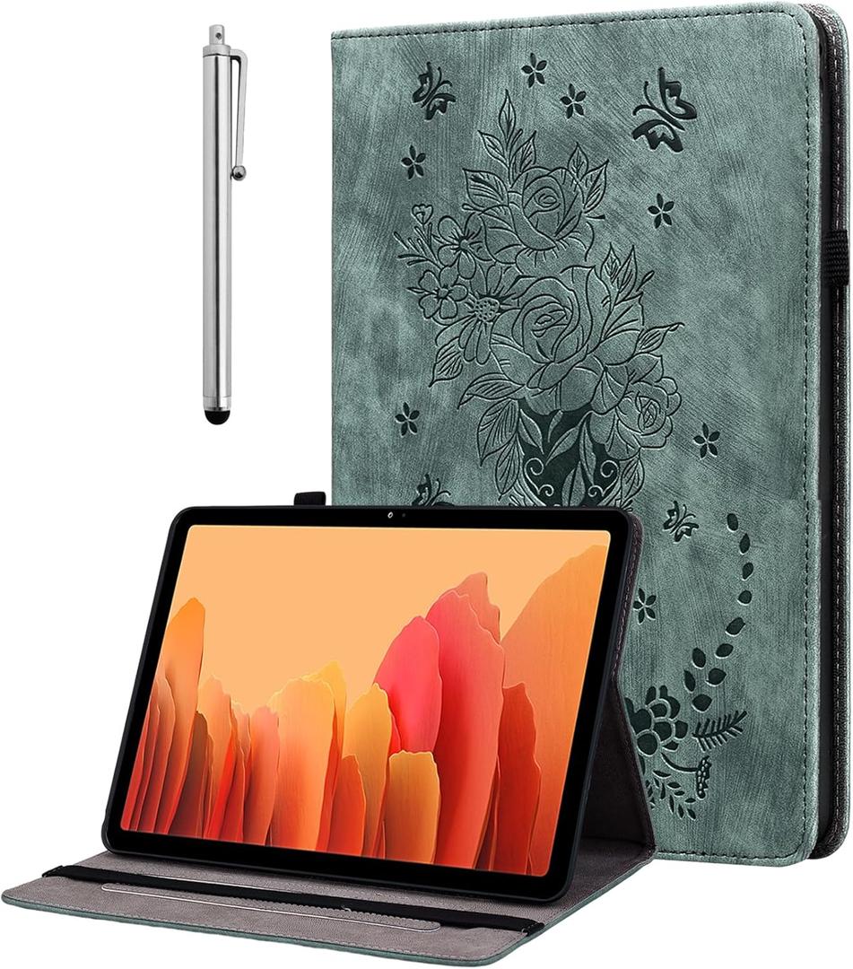 Case for All-New Amazon Fire HD 10 and 10 Plus Tablet (13th/11th Generation, 2023/2021 Release) 10.1", Multi-Angle Flip PU Leather Cover with Stylus Holder for Fire HD 10 2023 Case, Green (Fire HD 10 13th Generation 2023/2021)