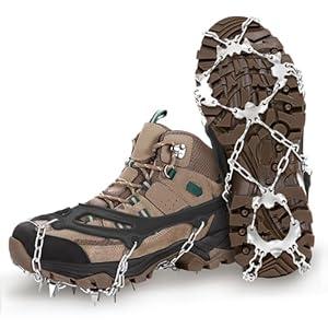 Ice Cleats,M Crampons for Hiking Boots and Snow Shoes Climbing Spikes Grippers for Traction with Chains for Men Women (M)