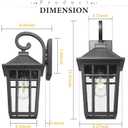 Darkaway Large Outdoor Wall Lights for House, 18inch Exterior Lighting Fixtures Wall Mount Outdoor Porch Lights Waterproof Black Outdoor Sconce Lights with Seeded Glass for Patio Hallway Garage