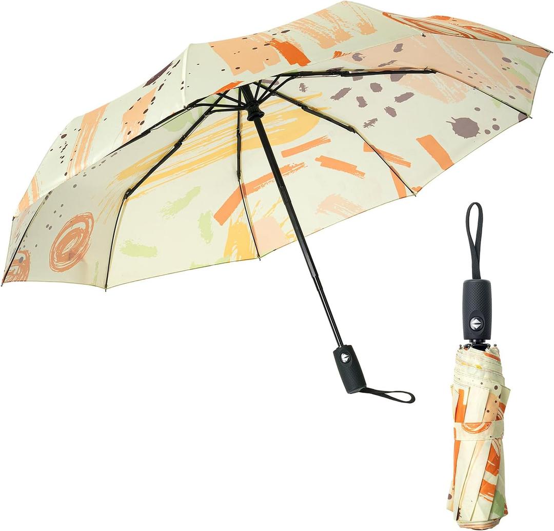 Mr. Pen- Windproof Travel Umbrella, Small Water-Resistant Automatic Folding Umbrella for Rain and Sun, Light, Compact and Portable for Women & Men, Fits Car & Backpack (Abstract Art)