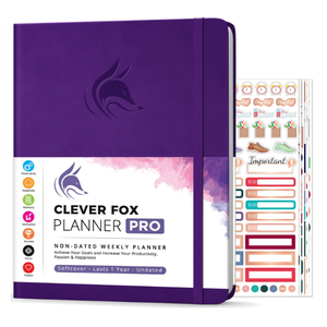 Clever Fox Planner Premium Edition – Undated Luxurious Weekly & Monthly Planner to Increase Productivity and Hit Your Goals – Organizer – Start Anytime, A5, Lasts 1 Year, Purple (Weekly)