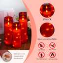 Flameless Candles, with Embedded Star String, Battery Operated Candles Flickering LED Pillar Candles with Remote Control and Timer, Home Decoration Add a Warm and Romantic AtmosphereSet of 7 (Red)