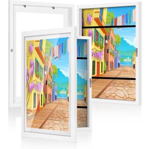 11x14 Kids Art Frames - Set of 2, White Artwork Frames for Kids Art, Front-Opening Art Frames for Kids Art Display, Perfect for Showcasing Artwork, Certificates & Photos