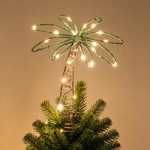 2 x 12" Metal Palm Coconut Summer Tree Topper Decor with LED Lights