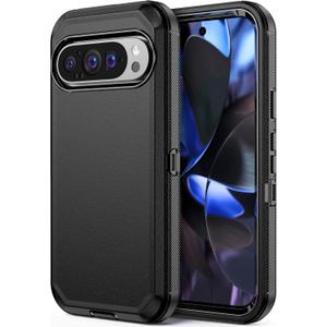 Jiunai for Google Pixel 9 Pro Case Pixel 9 Case Heavy Duty Port Protection Shockproof Dual Layer Tough Dust Proof Rugged Protective Cover Phone Case for Google Pixel 9 Pixel 9 Pro 5G 6.3 2024 Black