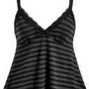 SOLY HUX Womens Y2K Lace Cami Sleeveless Striped Spaghetti Strap Camisole Gothic Babydoll Tops Black Striped Large