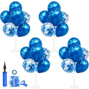 ZJDHPTY Blue Party Decorations,4 Set Reusable Balloon Stand with Pump and Blue Balloons for Boy Men Birthday Father's Day Retirement Anniversary New Year Graduation Decorations 2026