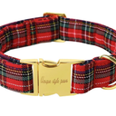 Unique style paws Dog Collar Scottish Plaid Black Red Metal Buckle Durable Puppy Collar Christmas for Small Medium Large Boys Girls Dogs