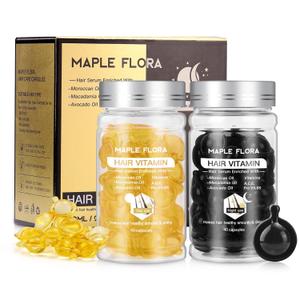 Hair Vitamin Serum Capsule, Hair Treatment Serum, Enriched with Moroccan Macadamia Avocado Oils, Vitamins A C E Pro B5, No Rinse and Safe for All Hair- 2 Bottles