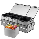 Heavy-Duty Extra Large 100L Premium Foldable Car Trunk Organizer with Lid + 26L Cooler Bag, Waterproof Robust Durable 1680D Oxford & Multi-Compartment Collapsible for SUV, Truck, Van, Sedan (Gray)