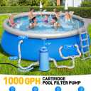 DeeprClean 1000 GPH Pool Filter Pump for Above Ground Pools, Type A/C Cartridge Filter Pump System, Safety ETL Listed Above Ground Pool Pumps with GFCI, Improved Water Circulation & Filtration - Blue