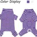 Dog Surgery Recovery Suit for Female Male Puppy,Bodysuit Long Sleeve Prevent Shedding and Licking Wound,Pajamas,E-Collar Cone Alternative(Purple White Stripe-L)