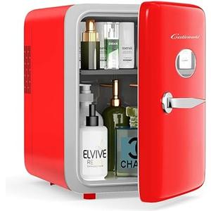CUTIEWORLD Skincare Fridge  4L Mini Fridge for Bedroom, Office and Car, for Refrigerating Makeup, Skincare and Food, Cooler and Warmer, Beverage Cooler, Red