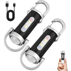 2PCS Rechargeable Keychain Flashlights,1200 Lumens EDC Mini Flashlights，Portable Rechargeable Bright Keychain Flashlight，Compatible with Phone Charger,7 Lighting Modes for Camping