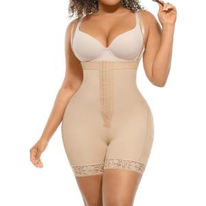 FeelinGirl Fajas Colombianas Shapewear for Women Post Surgery Compression Garment Tummy Control Shaper with Zipper Crotch (Large, Beige)