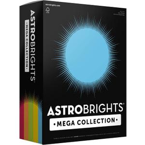 Astrobrights Mega Collection, Colored Paper,"Classic" 5-Color Assortment, 625 Sheets, 24 lb/89 gsm, 8.5" x 11" - MORE SHEETS! (91623)