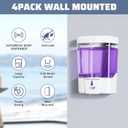 4 Pack Automatic Soap Dispenser Wall Mount,Touchless Liquid Soap Dispenser,Battery Operated,600 ml / 20 oz Commercial Hand Detergent Dispenser for Office Home Kitchen School Bathroom Hotel (White)