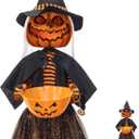 ITART 4.5ft Animated Pumpkin Scarecrow with Candy Bowl Prop Pumpkin Halloween Decorations for Trick or Treat Sound Activated with Lights and Singing