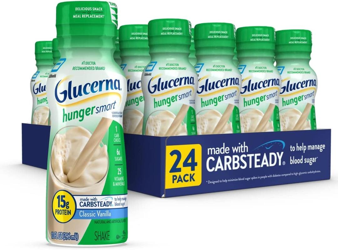 Glucerna Hunger Smart Diabetes Care Shake, Classic Vanilla, Diabetic Meal Replacement to Support Blood Sugar Management, 15g Protein, 180 Calories, Ready to Drink, 10-fl-oz Bottle, 24 Pack, 1 April 2026 Glucerna Hunger Smart Diabetes Care Shake, Classic Vanilla, Diabetic Meal Replacement to Support Blood Sugar Management, 15g Protein, 180 Calories, Ready to Drink, 10-fl-oz Bottle, 24 Pack, 1 April 2026