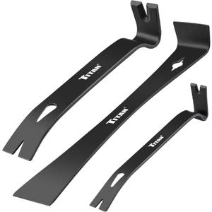 Titan 17121 3-Piece Flat Pry Bar set, 5.5", 7.5" & 9.5"Utility Claw Bars with Nail Puller, Forged Steel Wonder Bar