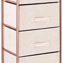mDesign Tall Dresser Storage Tower Stand with 4 Removable Fabric Drawers - Steel Frame, Wood Top Organizer for Bedroom, Entryway, Closet - Lido Collection - Light Pink/Rose Gold