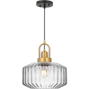 11.8in Mid Century Modern Pendant Light, Gold Large Clear Glass
