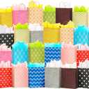 24 Pack 13" Large Kraft Paper Gift Bags Assortment with Tissue Paper & Handles, 12 Unique Solid & Geometric Pattern Designs for Birthdays, Anniversary, Father's Day, Holidays and Other Occasions