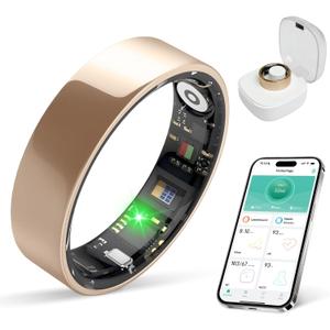 Smart Ring Health Tracker, Sleep/Exercise Monitoring, iOS /Android Compatible, IP68 Water Resistance, No Subscription Required, 5-Day Battery Life, Suitable for Both Women and Men (Rose Gold, 9)