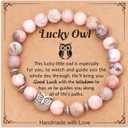 "Lucky Owl Bracelet for Women Teen with Owl Charm and Natural Stone as Birthday Chrismas Gifts