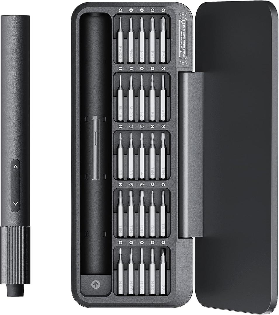 HOTO 25-in-1 Mini Electric Screwdriver, 3.7V Precision Screwdriver Set, USB-C Rechargeable, Compact Magnetic Tool for Phone, Laptop, Camera, DIY Projects, Electronics Repair