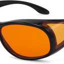 Eyekepper 100% Blue Light Reduction,Fitover Anti-Blue Blocking Computer Glasses with Extra Amber Lens (1804-black-100% Blue Light Blocking)