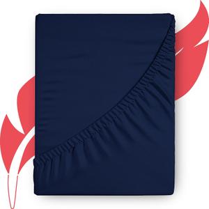 Ashton Sheets Premium 1000-Thread-Count Egyptian Cotton Full Fitted Sheet - Deep Pocket Full Size Fitted Sheet Only, Easy Snug Fit, Sateen Weave Bottom Sheet, Fits Upto 18" Deep Mattress - Navy Blue