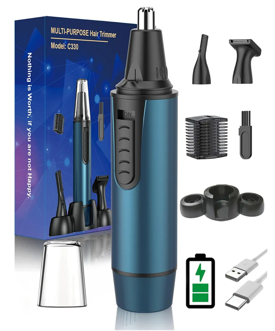 AREYZIN Ear and Nose Hair Trimmer for Men and Women Professional USB Rechargeable Nose Trimmer Nose Clippers Eyebrow Facial Hair Trimmer Body Grooming Kit IPX7 Waterproof Dual Edge Blades