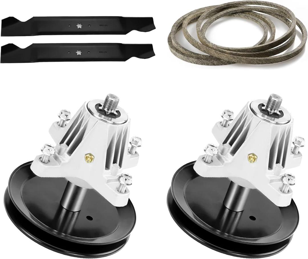Kit de reconstruccin de cubierta de 46 pulgadas apto para Craftsman T1600 T1900, para MTD LT 4600 T135 T140 T150 T1500 T1600 T1900 T2600, 2 conjuntos de husillo 618-06989 918-0699 89, 2 Poleas, 2