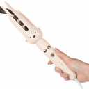 PretiHom Automatic Rotating Curling Iron  1.1 Inch (28mm) Curling Wand for Beach Waves, AntiScald, AntiTangle, Ceramic Coating, Dual Voltage, Hair Curler for Women, All Hair Types