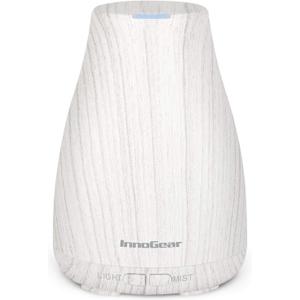 InnoGear Essential Oil Diffuser, Ultrasonic Diffusers for Home Aromatherapy Humidifier for Bedroom Room 7 Colors LED 2 Mist Mode Auto Off, White Grey