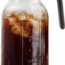 64 Oz Glass Pitcher with Lid 1 Pack, 2 Quart Heavy Duty Breast Milk Pitcher, Thickened Glass, Leak-Proof, Wide Mouth Mason Jar with Pouring Airtight Lid,Ideal for Fridge Storage(pack of 1) (Grey)