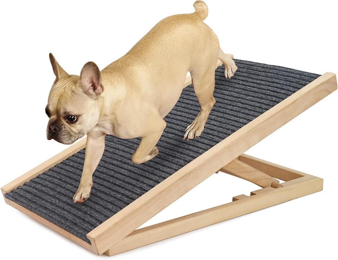 Pet Stairs Dog Steps Pet Slope Adjustable Wooden Pet Stairs Portable Foldable Dog Safety Ramp,Wooden Pet Ramp/Ladder for Small Medium Dogs
