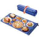 Warming Mat for Food Extra Large 32"x15", Electric Silicone Food Warmer Trays for Chafing Dishes & Buffet,Portable Countertop Food Warmers for Parties, 7-Level Temp 8-Hour Timer， Blue