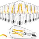 Hizashi Vintage LED Edison Bulb Dimmable, 6W Equivalent 60W, 2700k Warm White, E26 Base Led Light Bulbs, 700LM, High CRI 95+ Eye Protection, Clear Glass, Pack of 12