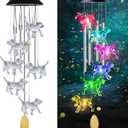 Dog Solar Wind Chimes with 4 Music Aluminum Tubes, Wind Chimes of Outside, 7 Colors Changing Outdoor Waterproof Crystal Dog LED Wind Bell, Home Party Yard Garden Decor