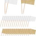 Benvo 200 Pieces Blank Toothpick Flags Mini Stick Cupcake Toppers Food Labels Cocktail Picks Cheese Labels for Appetizers Fruit Party Buffet Food Bar Charcuterie Accessories(Natural and White Color)